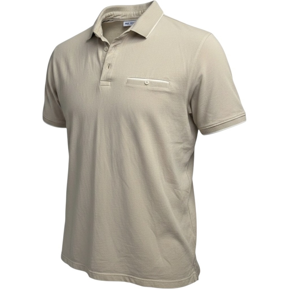 Denim Flower Ricky Singh‎ Men's Beige Colored Polo Size Large